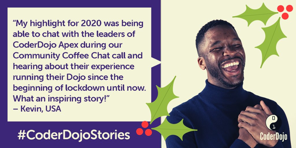 CoderDojo's tweet image. Chatting with the awesome volunteers at @coderdojoapexnc was a fun 2020 highlight for our pal @KJberrypi 💜
Go ahead and share your CoderDojo highlights of the year using #CoderDojoStories