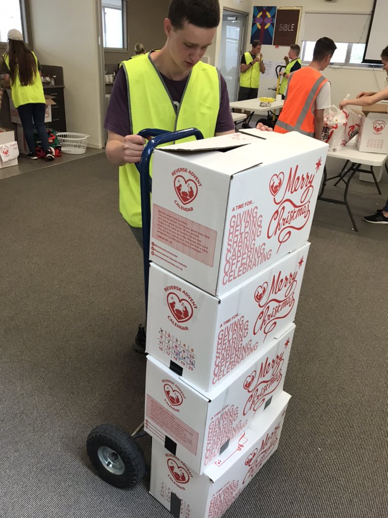 Great to see it so busy at the Reverse Advent Calendar Box drop off today in #ballarat. This year the kids and their friends put food into a box each day through Dec to help those in need.