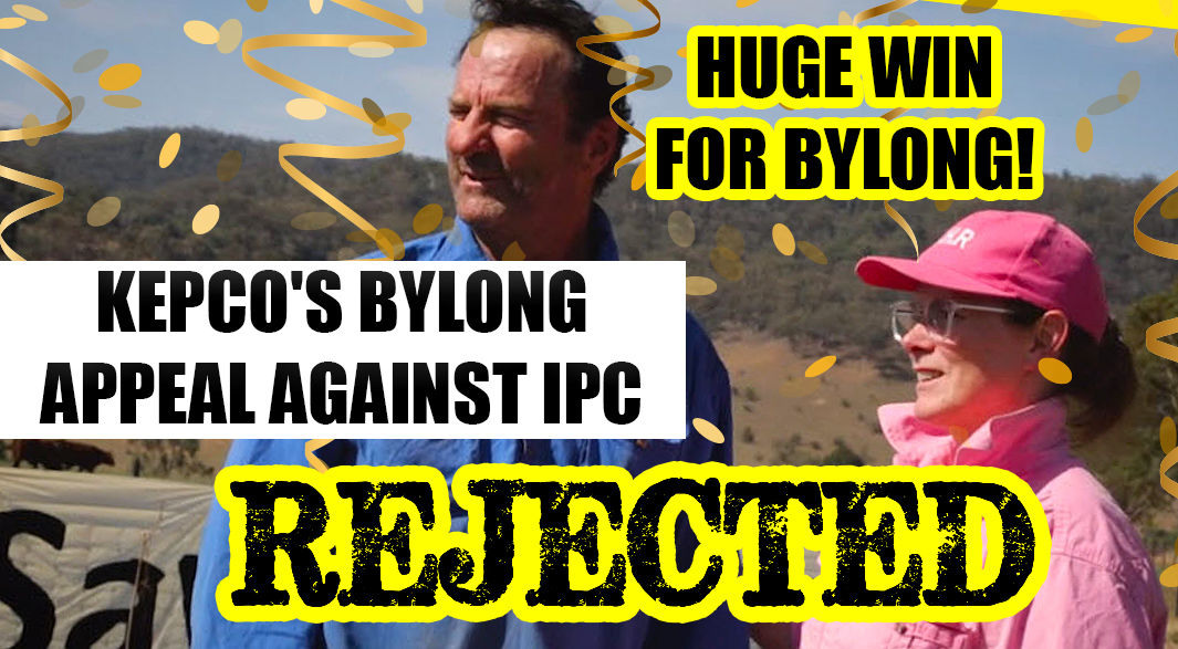 LockTheGate's tweet photo. BRILLIANT NEWS: the Land and Environment Court has just rejected KEPCO's attempt to overturn the Bylong coal mine refusal. Big shoutout to the brilliant Bylong Valley Protection Alliance, and their amazing lawyers EDO for this incredible win. #agchatoz #lockthegate https://t.co/AhKirECE23