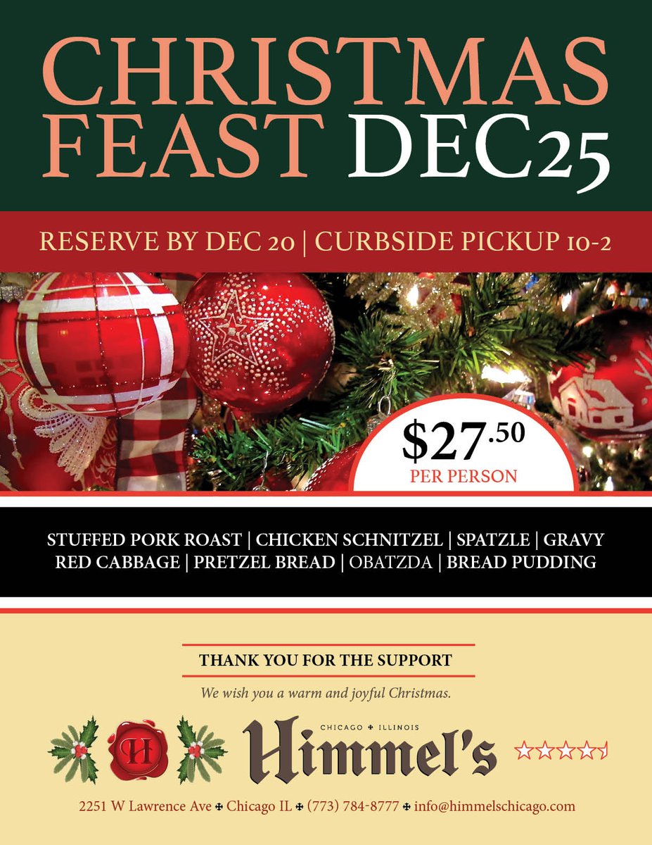 Christmas Feast Curbside Pickup Orders being Taken.