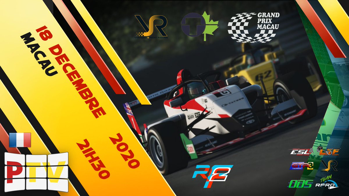PaddockTV's tweet image. #rfactor2 Organisée par la Team VSR le round 4 de l'interligue sera probablement la course la plus compliquée. Pourquoi ? ⬇️ 
🌏 Macau
🏎️ F3
🕟 21h30
❤️youtube.com/watch?v=xOHbT8…
💜twitch.tv/paddock_tv