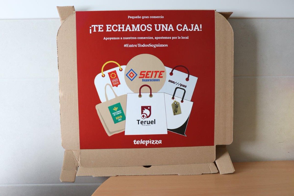 seiteteruel's tweet photo. Nuestro agradecimiento a @TelepizzaTeruel  por la generosidad de hacernos publicidad con el apoyo de @Asempaz  @ACESTeruel  @PrensaAyTeruel  y @CCATeruel ¡A ver si tenemos la suerte y la recibimos en casa! #teruel #JuntosGanamosTodos  #TeEchamosUnaCaja https://t.co/ep4NOphuwQ