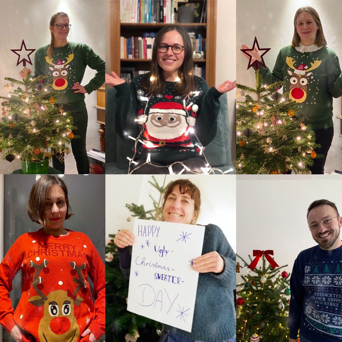 koeln_museum's tweet photo. Happy #UglyChristmasSweaterDay 2020! 🎅🎄

Zum diesjährigen Tag der hässlichen Weihnachtspullover melden wir uns aus dem #HomeOffice - und haben uns besonders hässlich gekleidet. 😆 In den USA findet dieser Tag jährlich am 3. Freitag im Dezember statt. 
#Köln #KSM_digital https://t.co/dmwqAdKmTa