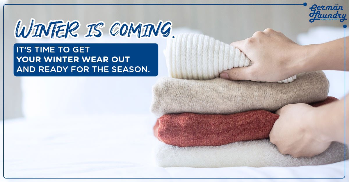 GermanLaundry's tweet photo. It’s that time of the year. The time for lazy mornings, hot chocolate, warm hugs and wearing layers. Get your woollens and winter wear ready for the season with German Laundry. Trust us to treat them just as gently as you would. #GermanLaundry #laundry #laundryservice https://t.co/d88P1BWYOj