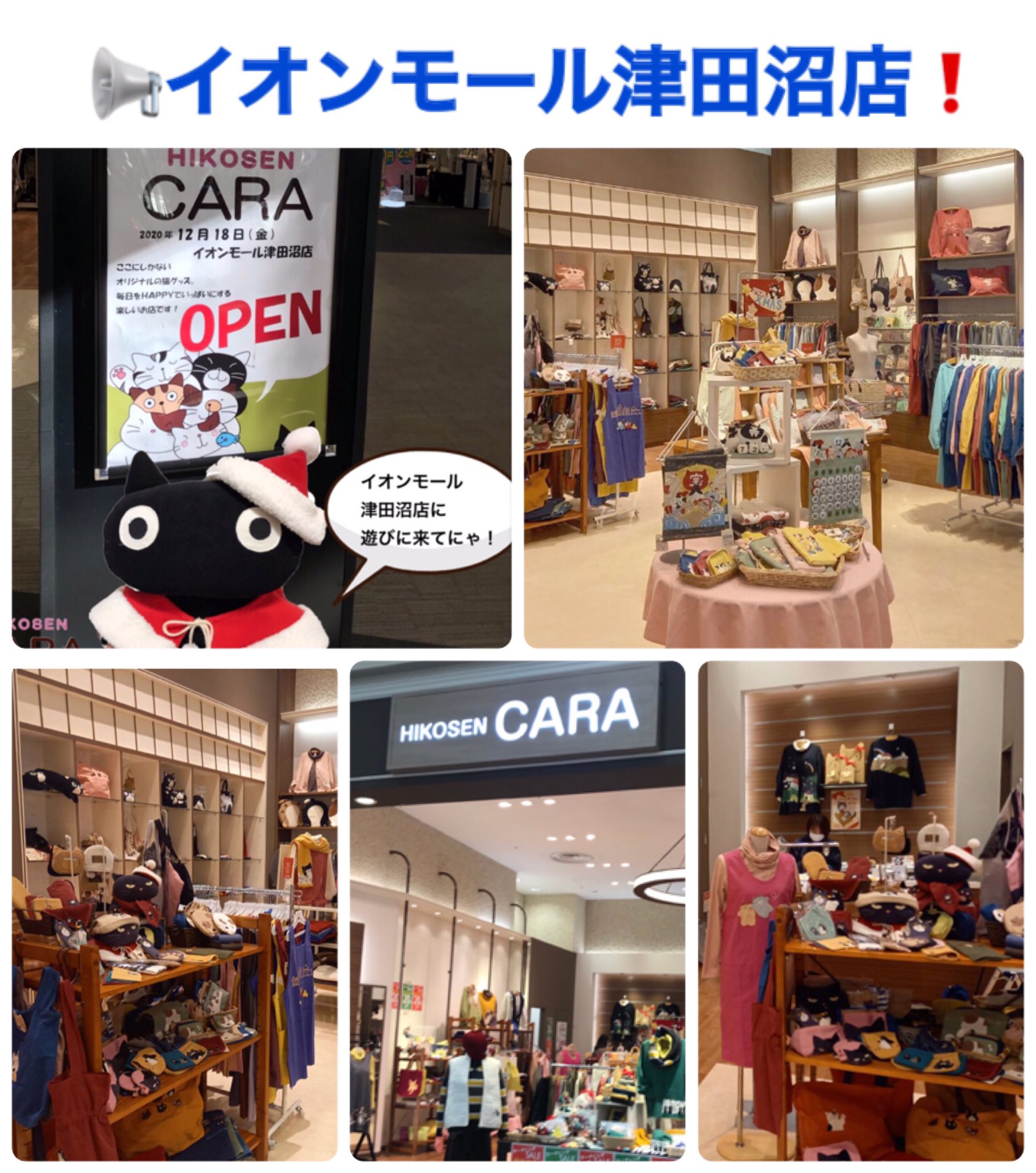 Hikosen Cara 公式 イオンモール津田沼店open 本日openしましたイオンモール津田沼 営業時間は 22時まで ぜひごゆっくりご覧くださいませ ヒコウセンカーラ いつものcaraと新しい日常 猫 猫雑貨 手仕事 数量限定 Xmasギフト