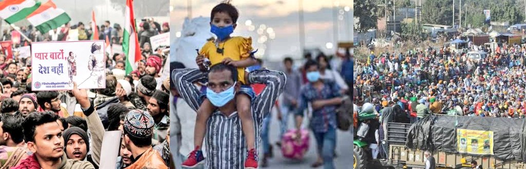 SurbhiA_Mohan's tweet image. #Delhi-borders alone have been a witness to three major events this year:

•anti-CAA/NRC protests,
•Exodus of migrant workers due to Lockdown
•&amp;amp; now, anti-Farm Bills Protest

from the look of it, &quot;Narendra Modi-led Centre prefers agitations over consultations&quot;
#Protest2020