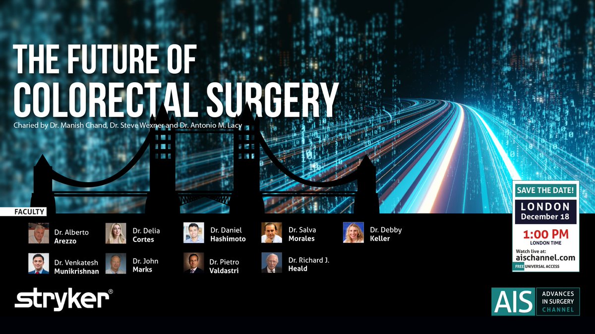 📌 TODAY! The Future of Colorectal Surgery WORLDWIDE AT  aischannel.com/the-future-of-… #SoMe4Surgery #SurgicalEducation #ColorectalSurgery <a href="/jdcamcolorectal/">Justin Davies</a> <a href="/paulo_sutt/">Paul Sutton</a> <a href="/Surg_Education/">Association for Surgical Education</a> <a href="/WomenSurgeons/">WomenSurgeons</a> <a href="/N_Raj_/">Niroshini Rajaretnam</a> <a href="/womensurgeonsk1/">womensurgeonskwt</a> <a href="/WomenSurgeonsUK/">Women in Surgery</a> <a href="/eurohernias/">European Hernia Society</a> <a href="/ELSA_surgeons/">ELSA</a> <a href="/DrShakeel_Ahmed/">Dr. Shakeel Ahmed</a>