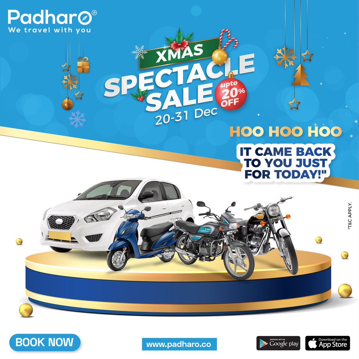 Padharotravel's tweet photo. Get 𝐔𝐏𝐓𝐎 𝟐𝟎% 𝐎𝐅𝐅 coupon on every #booking vehicles on #Padharo.
𝗔𝘃𝗮𝗶𝗹 𝗰𝗼𝘂𝗽𝗼𝗻 𝗰𝗼𝗱𝗲 "𝗦𝗔𝗡𝗧𝗔𝟮𝟬"
*T&C Apply:
Book Now Visit: @padharo.co/vehicle-rental | Contact Us: +91-9314223322
#Christmas2020 #Xmas2020 #Padharotravel #Padharomarketplace #carrentals https://t.co/7HybCT2mIk