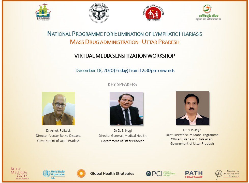 Deptt. of MHFW GoUP (@mhfwgoup) on Twitter photo 8 districts of UP will undertake MDA rounds from 21st Dec. onwards to beat #Filariasis. The role of media is paramount in making the rounds a success. Key dignitaries along with <a href="/GHS/">Global Health Strategies</a> <a href="/WHO/">World Health Organization (WHO)</a> <a href="/PATHtweets/">PATH</a> and <a href="/PCI_India_/">PCI India</a> will address a media workshop today. 8 districts of UP will undertake MDA rounds from 21st Dec. onwards to beat #Filariasis. The role of media is paramount in making the rounds a success. Key dignitaries along with <a href="/GHS/">Global Health Strategies</a> <a href="/WHO/">World Health Organization (WHO)</a> <a href="/PATHtweets/">PATH</a> and <a href="/PCI_India_/">PCI India</a> will address a media workshop today.