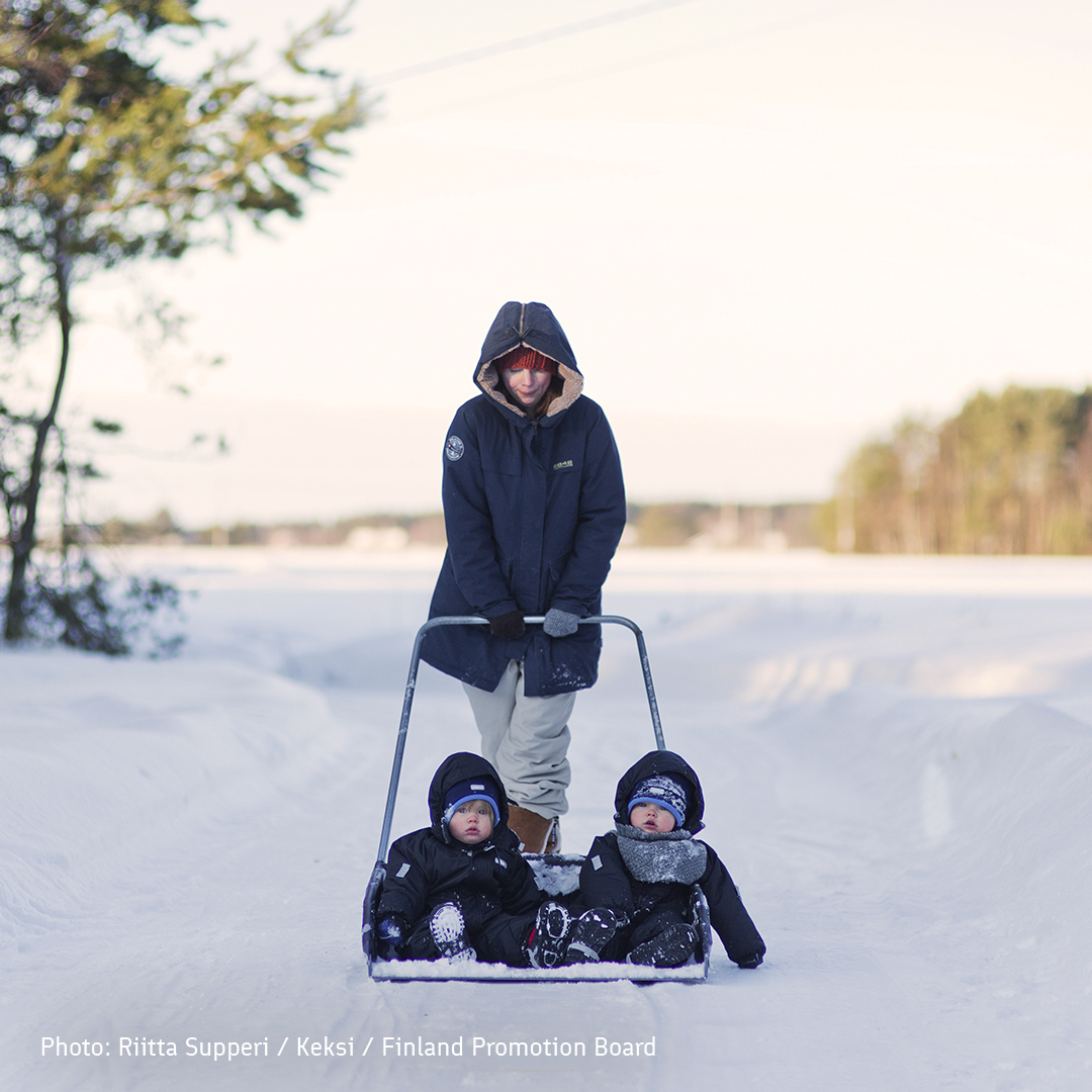thisisFINLAND's tweet photo. Taking the kids out for some fresh air, #Finnish style! 😁 https://t.co/JvoLrHLQYR