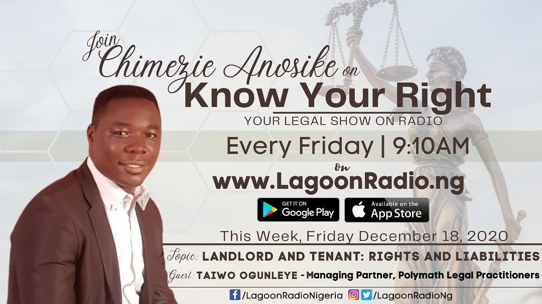 Lagoonradiong's tweet photo. Join @anosikechimezie on another informative Legal Show; Know Your Right
_________________________
Guest: @taiwoogunleye
Managing Partner, Polymath Legal Practitioner
Stay connected
#lagoonradio #knowyourrights #legalshow #citizensright #tenantright #gospelradio https://t.co/Lfj4n2lIJg