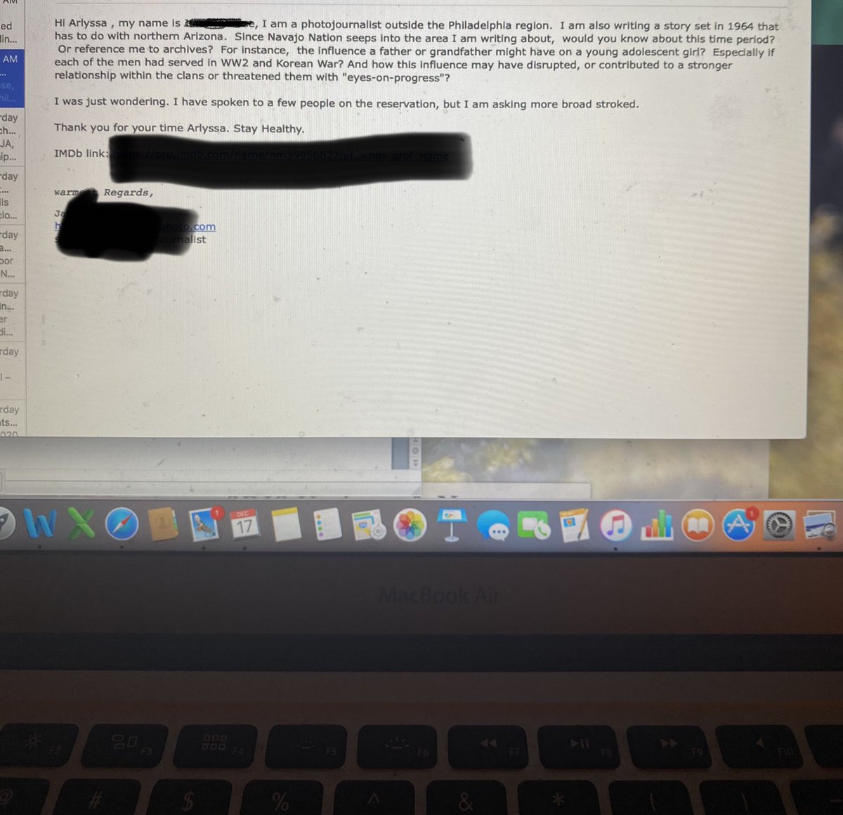 No! No! No! No! Stop it! I’ve written tweets about outside non-Native media, writers and whatever emailing me wanting information, sources, and basically free range access of all the knowledge and connections I’ve acquired over a decade for free!