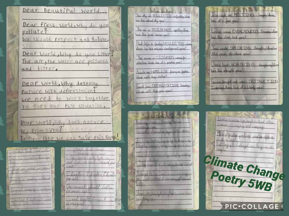 BentleySheron's tweet photo. Climate Change! Brilliant collaboration with your creation of poems. You are Change Makers!!! I hope your words both provoke/persuade our readers👊🏽👊🏼👊🏻👊👊🏾👊🏿  ⁦@VicParkAcademy⁩ @simonwaldron66⁩ ⁦@MissBodh⁩ ⁦⁦@Mr_mcavill⁩ ⁦ https://t.co/uruEcClqn9