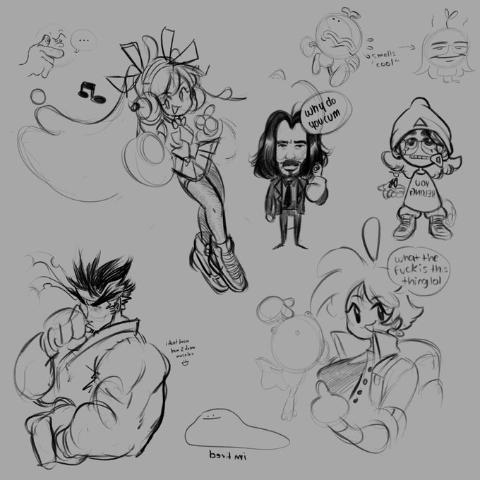 bunch of doodles from tonight's stream  hehe 