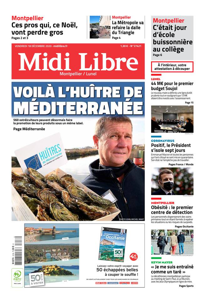 MLMontpellier's tweet photo. 🗞 A la Une de #MidiLibre ce vendredi 18 décembre :
#Montpellier #Lunel #Occitanie https://t.co/VGpIylg0df