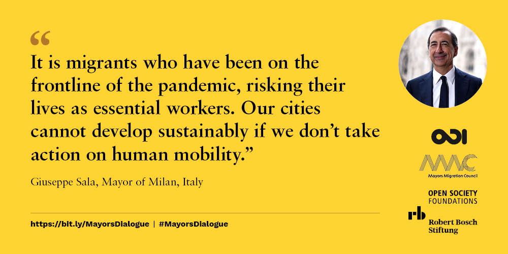 martaforesti's tweet photo. First up the mayor of my own city, #Milan.

@BeppeSala on #migrants and #Covid_19 

#MigrantsDay #InternationalMigrantsDay #wetogether #mayorsdialogue #commoncities #EssentialWorkers https://t.co/R3yCncdYqx