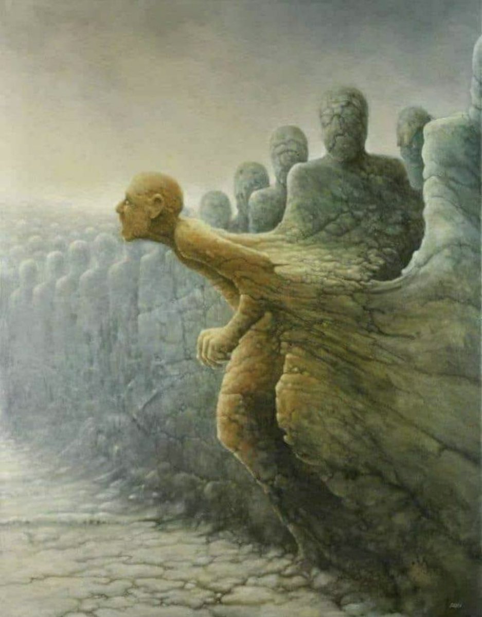 _ArtQuotes's tweet photo. الخروج من فكر القطيع الجمعي مؤلم! قمة المتعة هي ان تبدأ تروس عقلك بالدوران...

Painting by Alen Kopera https://t.co/qrEIOh960R