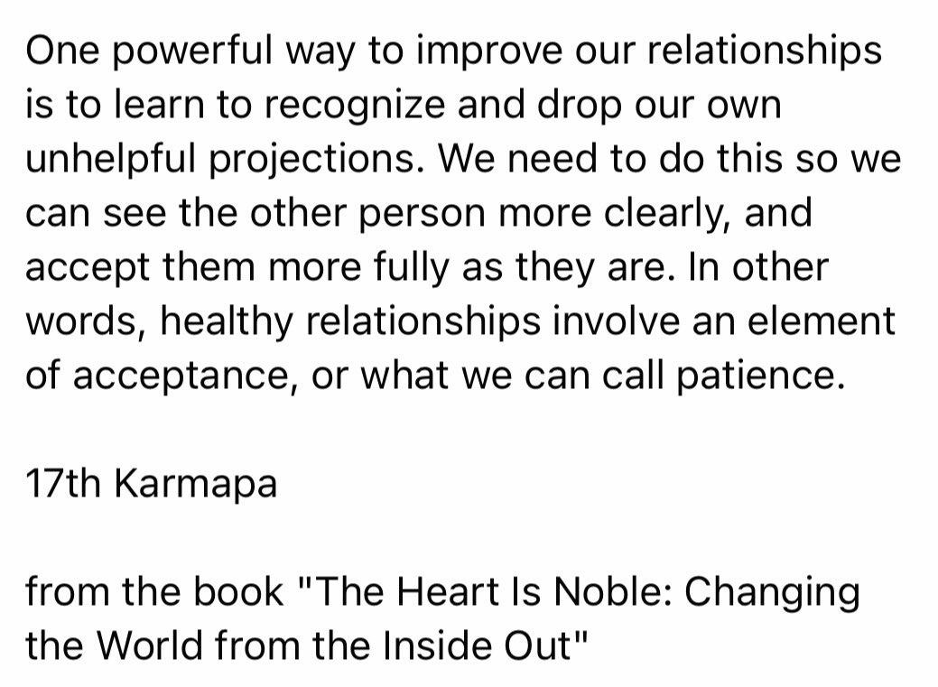 KarmapaEU's tweet photo. “Healthy relationships involve an element of acceptance, or what we can call patience”. - His Holiness the 17th Karmapa.
From the book "The Heart Is Noble: Changing the World from the Inside Out". 
#Karmapa #Karmapa17 #17Karmapa #TheHeartIsNoble #HHK17 https://t.co/gNIOaXc9zt