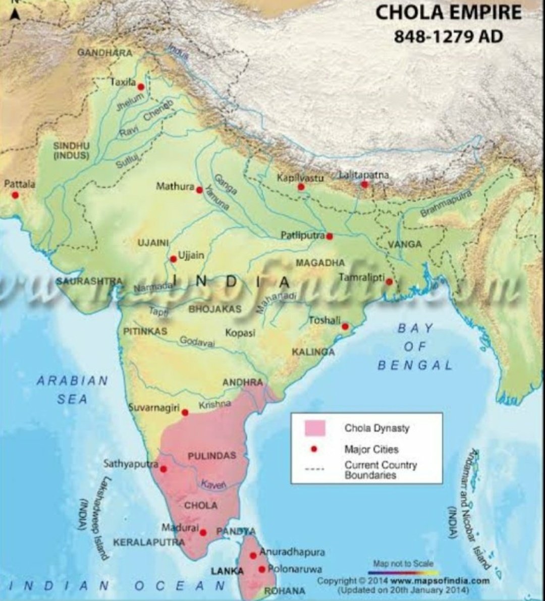  #Thread CHOLA DYNASTY: The most remarkable cultural growth of South Bharat.Vijyalaya was the founder of Chola Empire, he captured Tanjore in 850.By the end of 9th century they defeated Pallavas and Pandyas but could not win over Rashtrakuts. Krishna III defeated Cholas and
