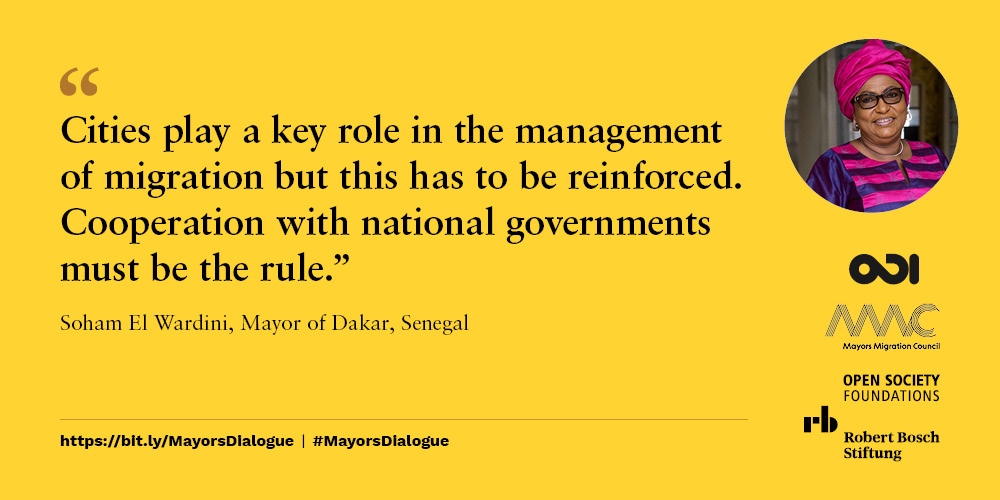martaforesti's tweet photo. Mayor @SohamElWardini of #Dakar, #Senegal rightly reminding us that #cities need to work with national governments on #migration. Difficult, but necessary.  

#MigrantsDay #InternationalMigrantsDay #wetogether #mayorsdialogue #commoncities #migration #Africa #Europe https://t.co/4pttGBqx27