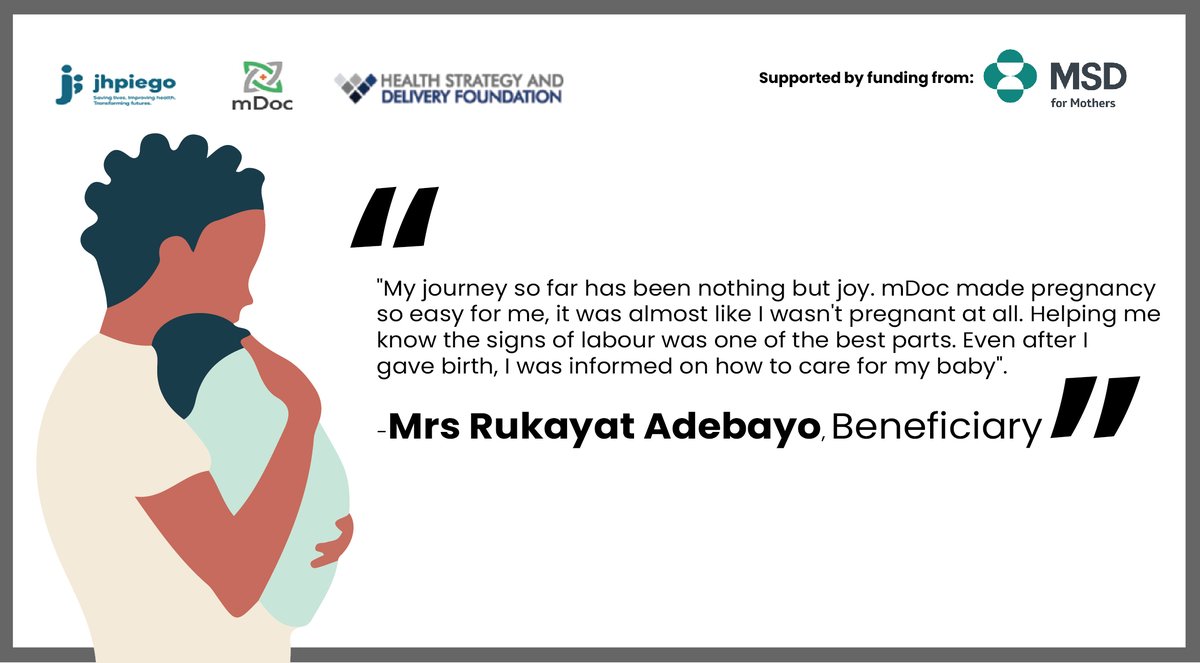 nighealthwatch's tweet photo. “My journey so far has been nothing but joy. @_mdoc made pregnancy so easy for me, it was almost like I wasn't pregnant at all. Helping me know the signs of labour was one of the best parts…….". - Mrs Rukayat Adebayo, Beneficiary #EndMaternalMortality #RICOM3Project #QoC https://t.co/jYUnqWIRZG