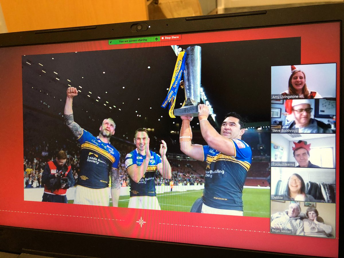 RugbyLeeds's tweet photo. 🎄Yesterday we hosted a Virtual Christmas Party &amp; Quiz for members of our In Touch dementia support group! 

At the end of a difficult year we were delighted to help the group get back together and enjoy some festive fun! 🎅

#ChangingLivesThroughSport https://t.co/PyPSkXe8iP