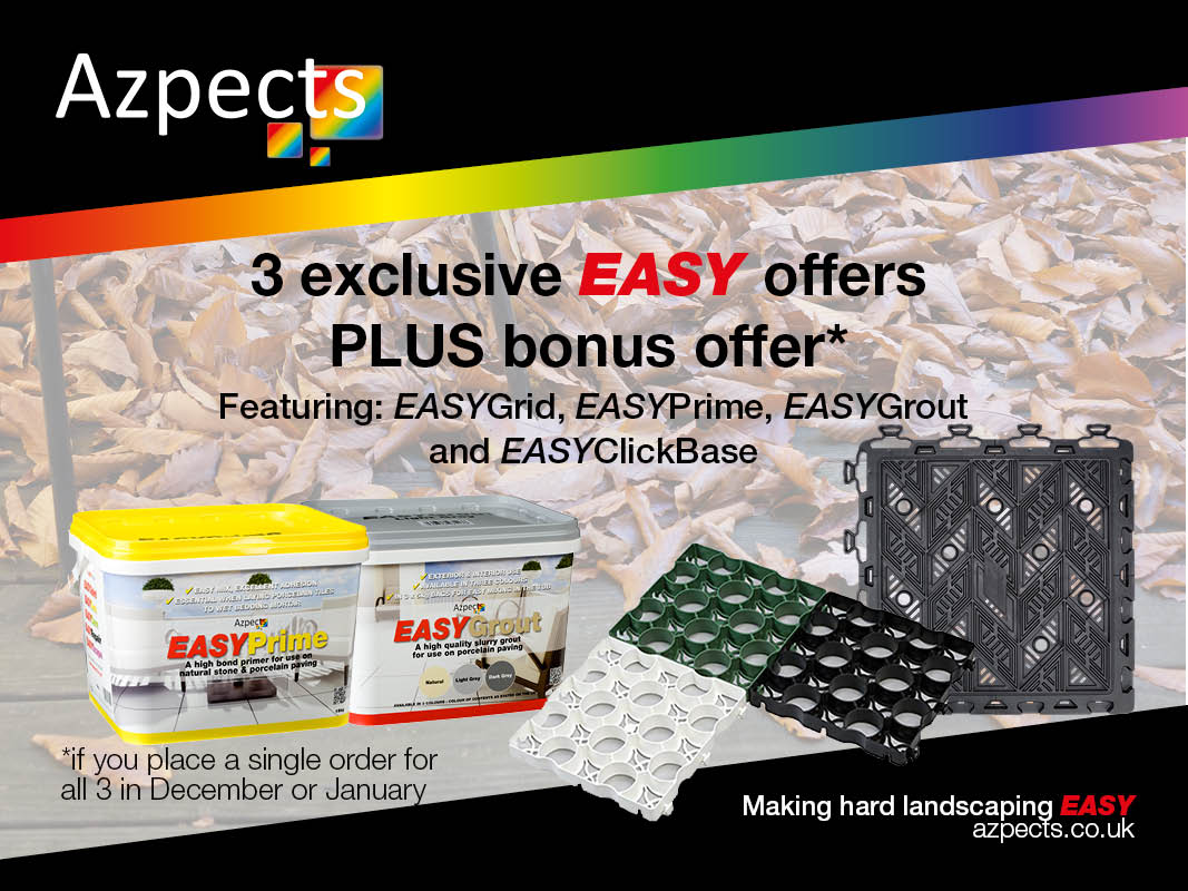 AzpectsLtd's tweet photo. #FridayFeeling
Don't forget our exclusive #Merchant Winter Promo is now on! Stock up on the #EASY products you can use all #Winter long and get great #discounts! Featuring #EASYGrid, #EASYPrime, EASYGrout and our revolutionary #NEW #EASYClickBase!
#Hardscaping #Landscaping #DIY https://t.co/E7GUjotI5e