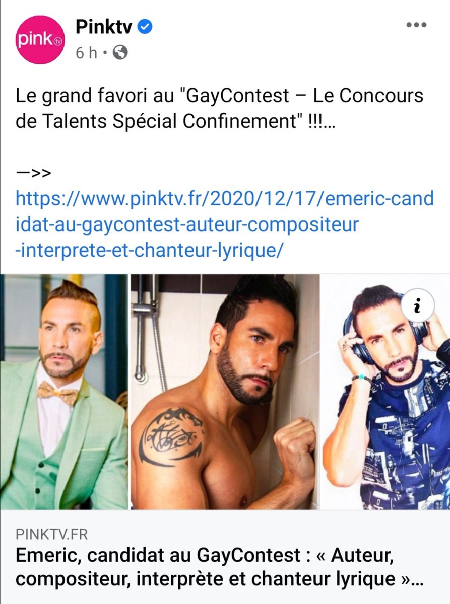 Emeric40's tweet photo. Un bel article signé #pinktv_ concernant ma participation à @GayContestFR . Merci pour ce coup de projecteur 🙏.
Et on continue de voter les amis 🥰
https://t.co/yHwH1zrRAy
 #ArtistOnTwitter #singer #singersongwriter #music #electropop #popmusic #voice #frenchboy #gayart #LGBTQ https://t.co/vD6QBfYPHo