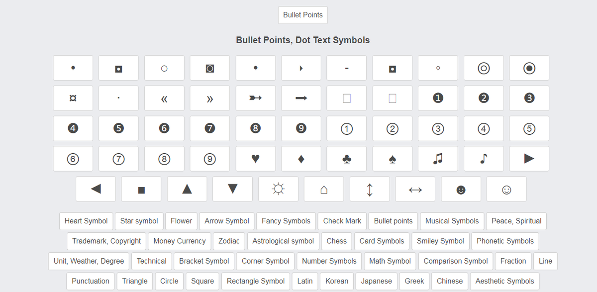 SymbolCopy's tweet photo. Get here all #Bulletpoint #symbol to copy paste
https://t.co/XDDn8zTXkn https://t.co/hlc5A5VG36
