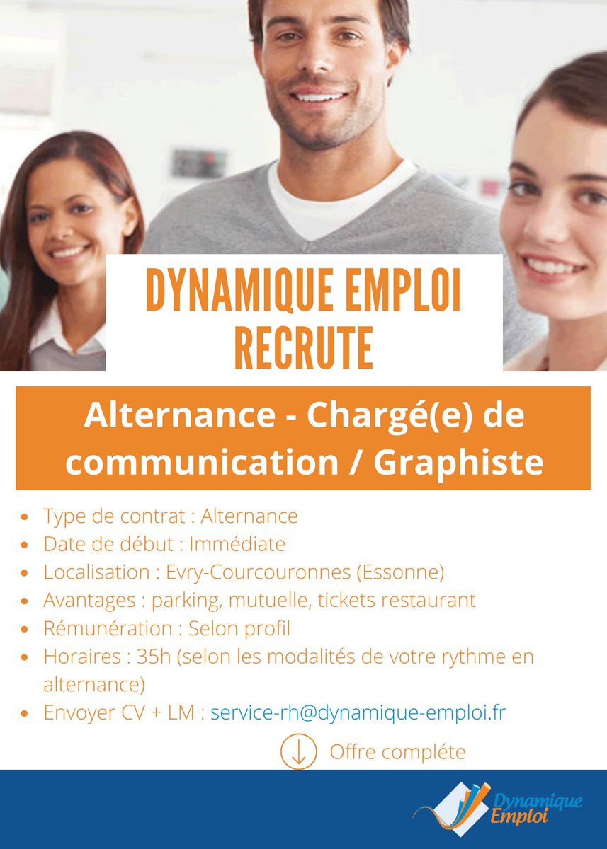 DynamiqueEmploi's tweet photo. 📣 On recrute !
Du talent à revendre? On achète !
Notre service communication s'agrandit, nous recrutons un apprenti Chargé de communication/graphiste H/F.
N'hésitez pas à consulter l'offre d'emploi complète, ci dessous.
#offredemploi #chargedecommunication #graphiste https://t.co/HQTOety2O4