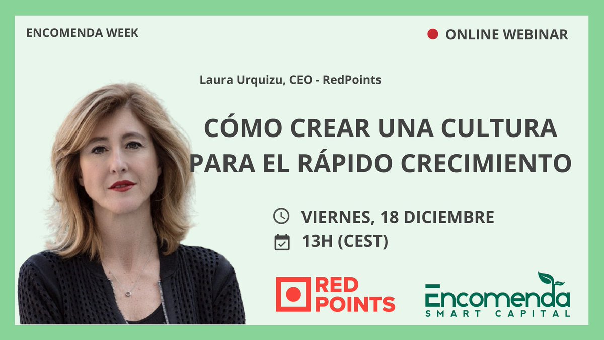 📌Ponemos el broche de oro a #EncomendaWeek2020 con dos grandes ponentes: <a href="/patriciadeloro/">Patricia de Loro</a> (Head of <a href="/Amazon/">Amazon</a> Business EU Marketplace) y <a href="/Lurquizu/">Laura Urquizu Barasoain</a> (CEO &amp; Chairwoman de <a href="/redpoints/">Red Points</a>)

¡Os esperamos a partir de las 12h! Más info y registro 👉encomenda.com/encomenda-week/
