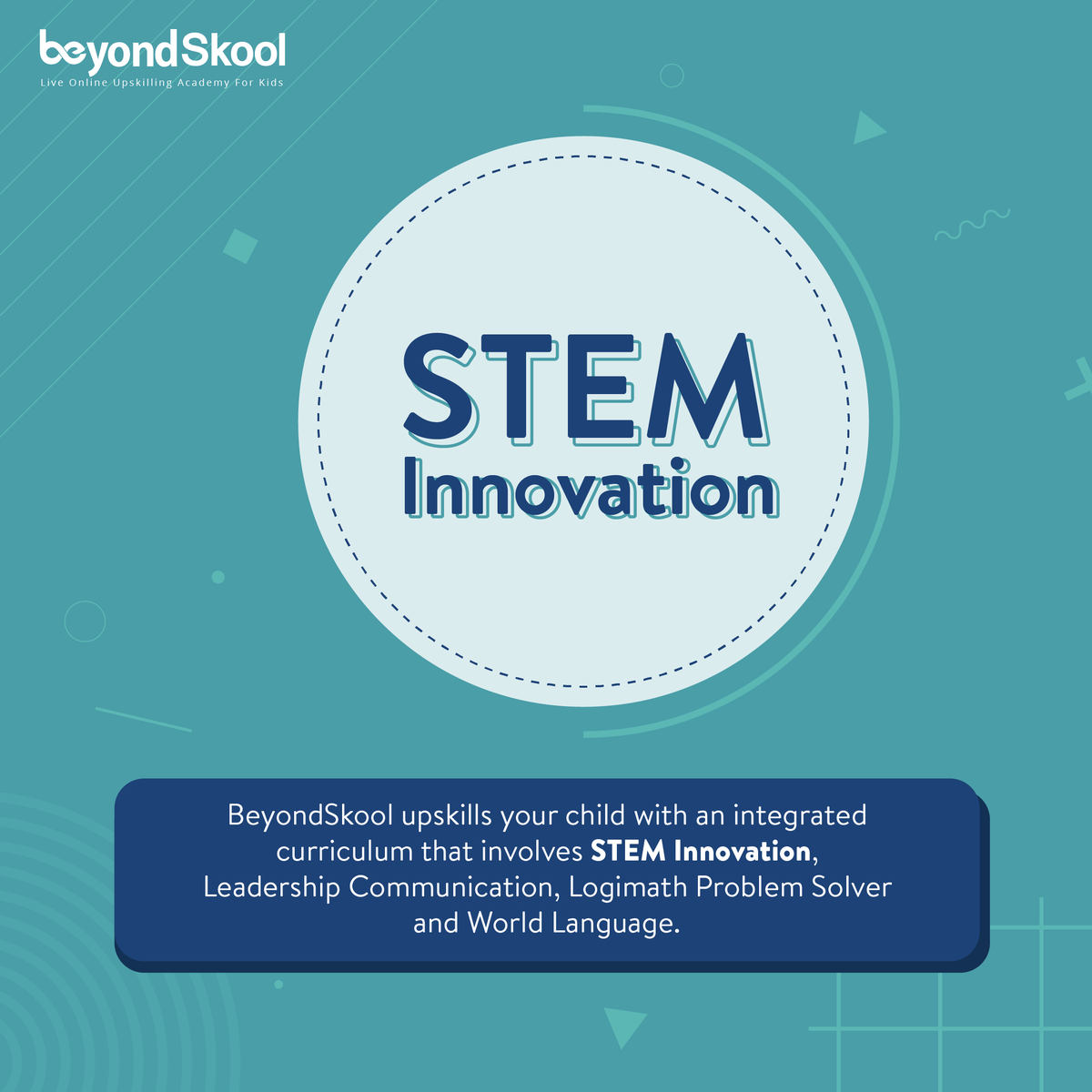 GoBeyondSkool's tweet photo. BeyondSkool’s Multiple Intelligence (IQ+EQ+CQ) Programme consists of STEM Innovation course which boosts their CQ+IQ. It inspires your child to grasp how real-world challenges can be approached with critical thinking making them innovators of tomorrow. https://t.co/n00TGd87Sb https://t.co/EGKwtykMEw