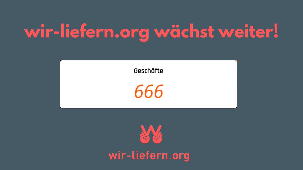 Wirliefernorg's tweet photo. Bundesweit nutzen schon 666 Läden, Restaurants und Dienstleister das kostenlose Unterstützungsangebot von https://t.co/wk3MXyXcf4  - mitmachen und weitersagen!
#lockdown #supportyourlocals #supportyourlocaldealer #wirliefernorg #supportyourlocalshop #supportyourlocalrestaurant https://t.co/1POfa1nmK5