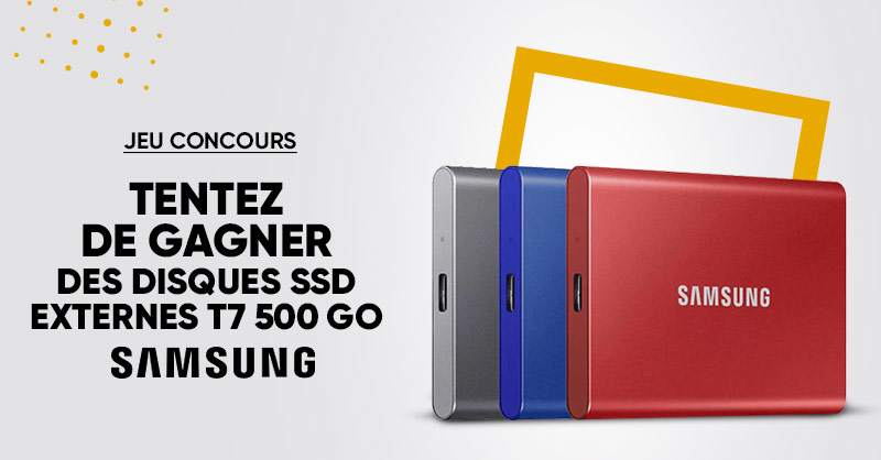 JEU CONCOURS 💻 | Aujourd'hui, tentez de gagner des disques SSD externes T7 500 GO <a href="/SamsungFR/">Samsung FR</a> ! 😮 Pour participer : RT + Follow <a href="/Fnac/">Fnac</a>. Bonne chance 🍀👉 bit.ly/3oIn5a2
