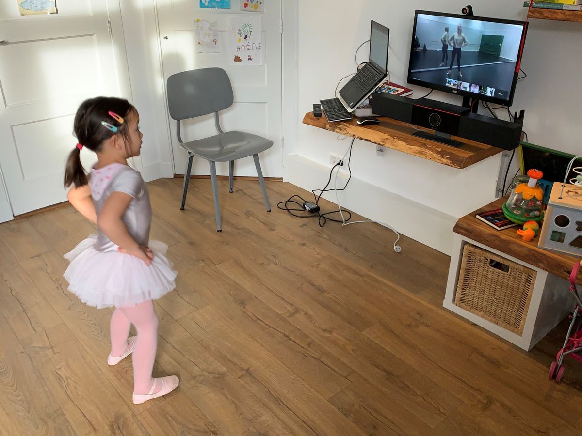 PolyCompanyNWE's tweet photo. Ballet tutu + shoes + #PolyStudio and the virtual ballet class is on! 💃
In this household, #PolyStudio doubles as a great #videoconferencing solution for dad but also helps this little ballerina to continue learning the art of dance from home. #LifeAtPolyCo https://t.co/P5CCdvu9JK