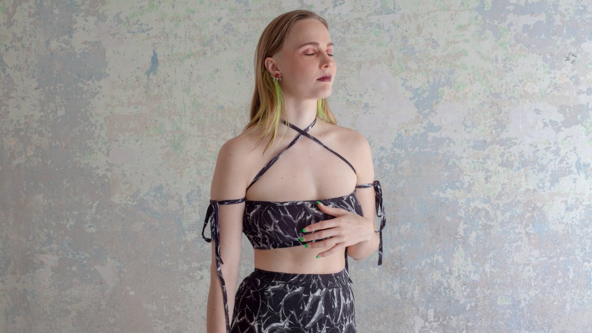 CTMFestival's tweet photo. #Grinderteeth wearing the tube top and leggings from the Transe Paris x CTM Festival capsule collection βοΈ Liminal wear for uncertain times, and for your return to the dancefloor (someday). The collection is available in limited quantities. Shop here βΊ https://t.co/MMpYog2JKN https://t.co/jcGXebifC3