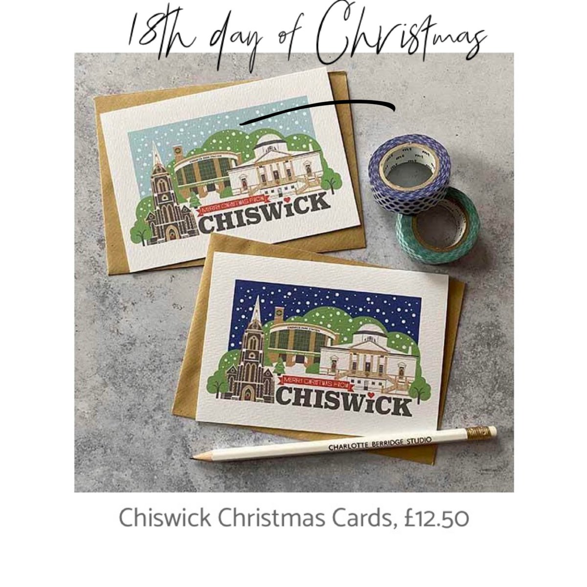 chiswickmakers's tweet photo. Only 7 days until Christmas Day! Eek! There’s still time to get some beautiful Chiswick Christmas cards from @CBerridgeStudio #chiswickchristmas #chiswickmaker #chiswickcreatives https://t.co/TjkAnmmNkV