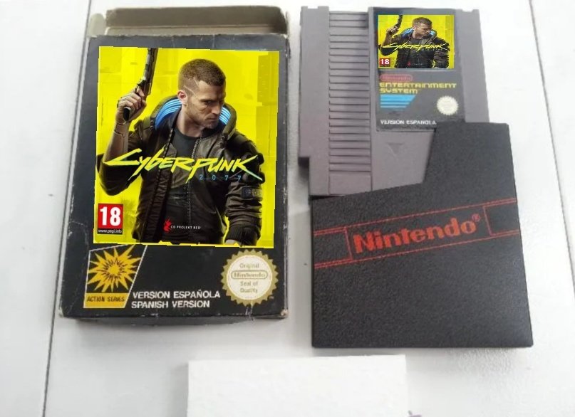 consolasretro's tweet photo. Vendo Cyberpunk para NES en caja, sin manual. Sprites al 100% (parece de 16 bits) https://t.co/Ajw6IN7UQq