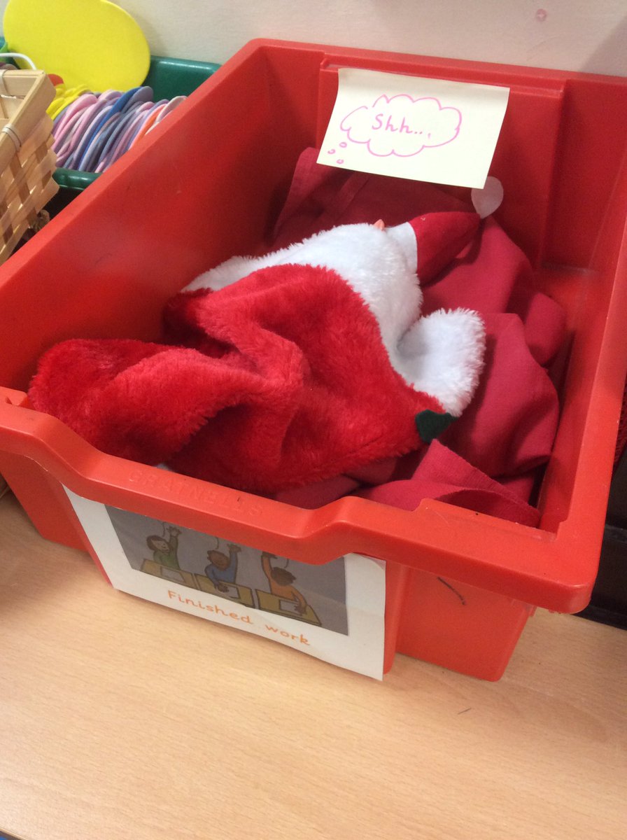 Class3KA_NR's tweet photo. How can we do our work when someone is asleep in the finished tray?🤷🏼‍♀️ 🤫 🛌 #sleepyelf #ElfOnTheShelf https://t.co/JYj18aX9Ta