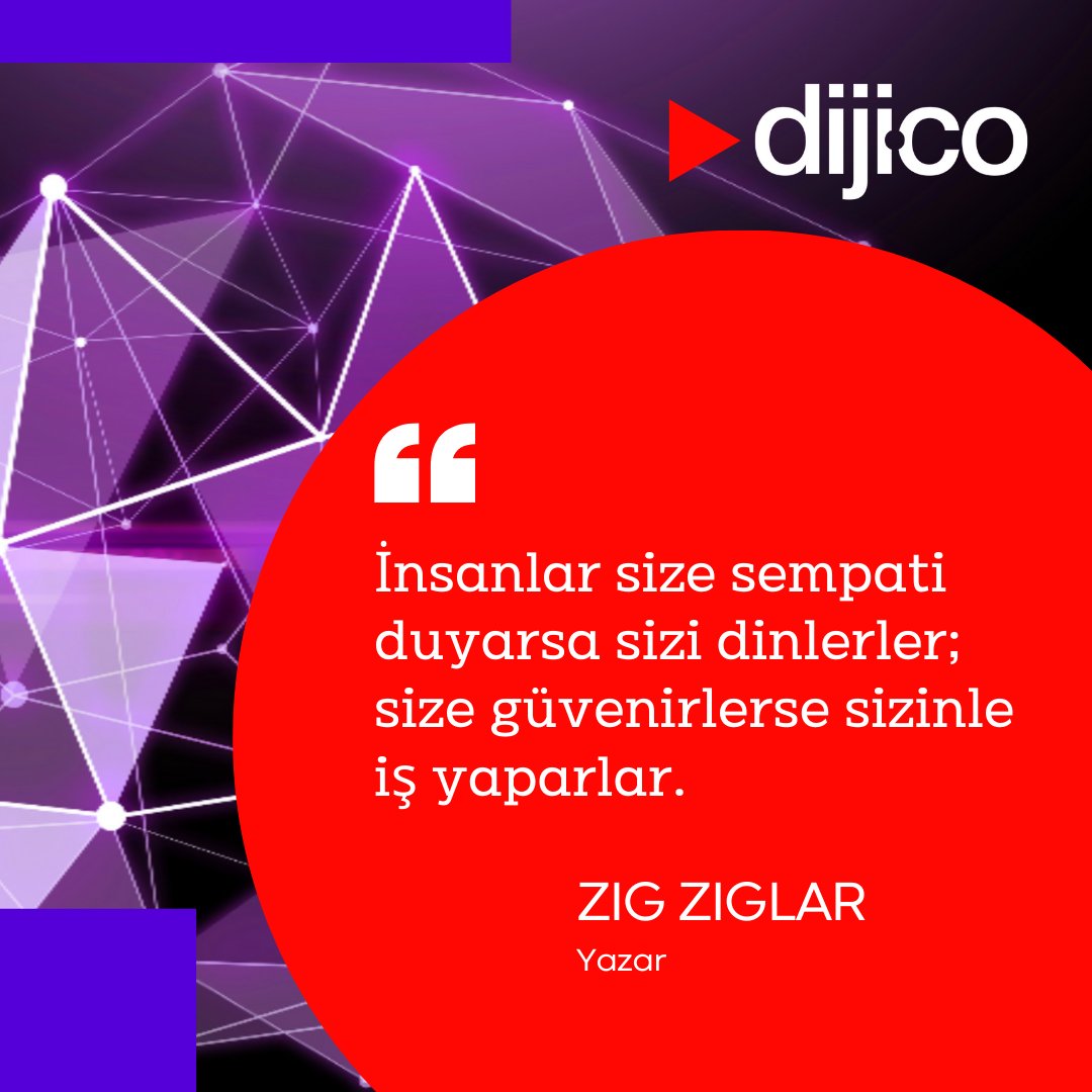dijico_'s tweet photo. Günün sözü Amerikalı Motivasyon Konuşmacısı ve Yazar Zig Ziglar’dan. 
Ziglar iş dünyasında başarının, samimiyet ve güvenirlikle mümkün olabileceğini söylüyor. 
#Dijico #DijicoGününSözü #Motivasyon #Başarı https://t.co/FZuEJRuEi1