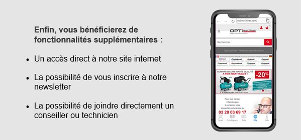 optimachines's tweet photo. Chez OPTIMACHINES nous innovons afin d'améliorer sans cesse l'expérience clients. Nous vous présentons l' #Application OPTIMACHINES disponible sur #AppleStore et #GooglePlay.
Désormais accéder à l'entièreté de notre offre, nos nouveautés et tous nos services. https://t.co/yVVhhQk87A