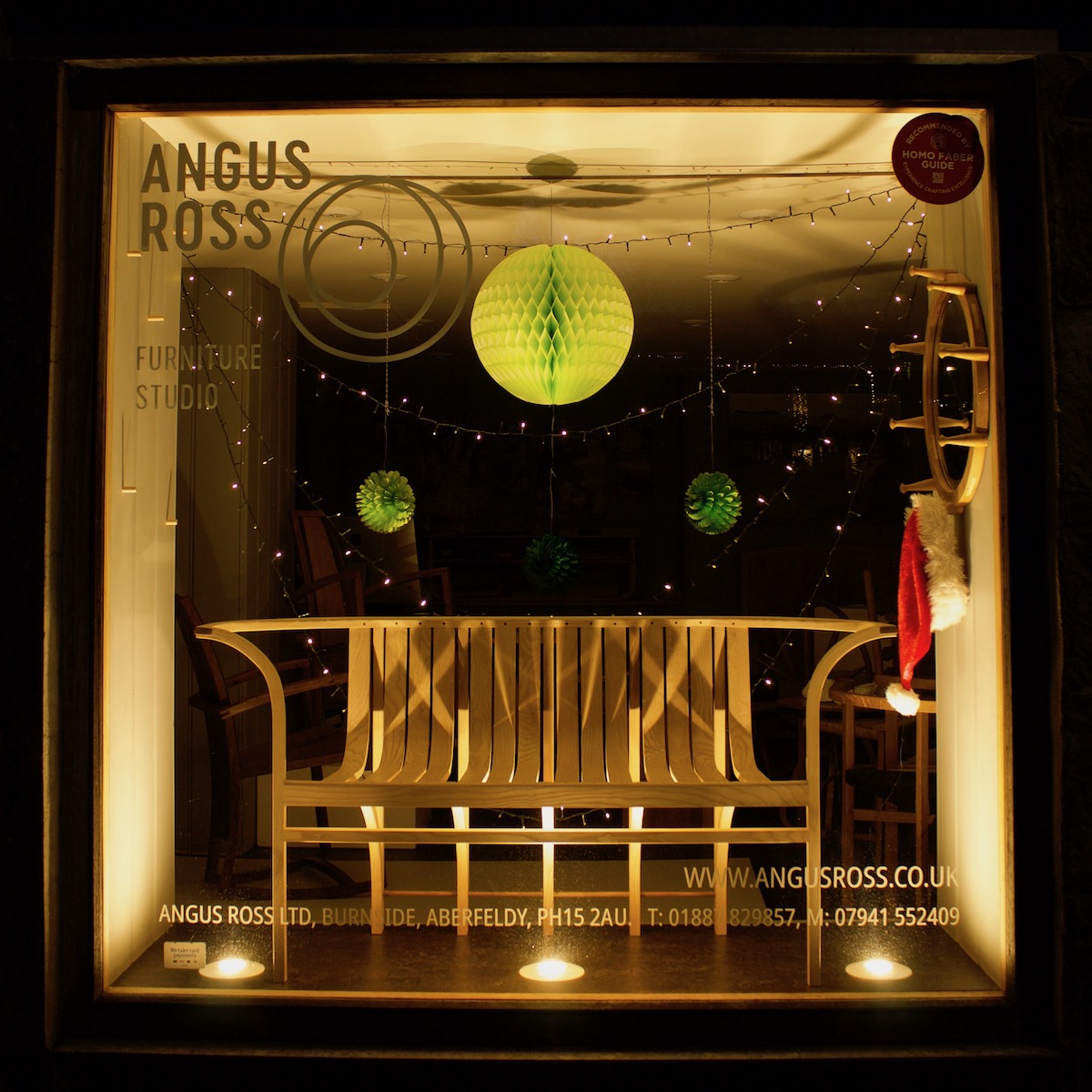 angusross's tweet photo. In the Christmas window there is a sneak peek of a new bench Angus is making for Collect 2021.

Wishing you a peaceful, happy and safe Christmas and all best wishes for 2021. https://t.co/tLBaMRq0vY