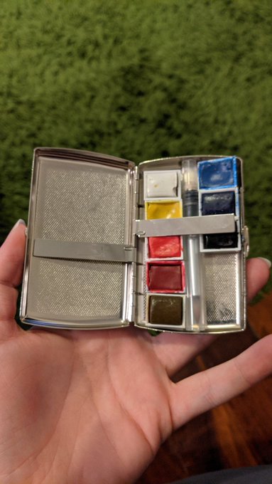 Got a cool little cigarette case that I'm going to convert into a watercolour kit.   Also mocked up a<a href="/tag/adhd"class="tags"><span>#adhd</span></a><a href="/tag/maker"class="tags"><span>#maker</span></a>