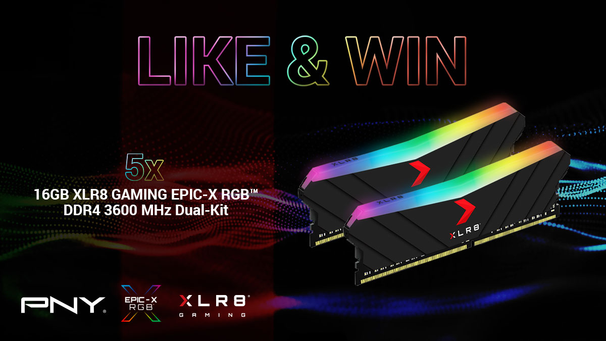 Statt Geschenke lassen wir mit PNY RAMs regnen. Folgt @pnyeurope und uns, gebt uns ein Retweet und Ihr landet im Lostopf. Unter allen erfolgreichen Teilnahmen, verlosen wir am 28.12.2021 5x 16 GB XLR8 GAMING EPIC-X RGB™ DDR4 3600 MHz Dual-Kits. Bedingungen beachten.