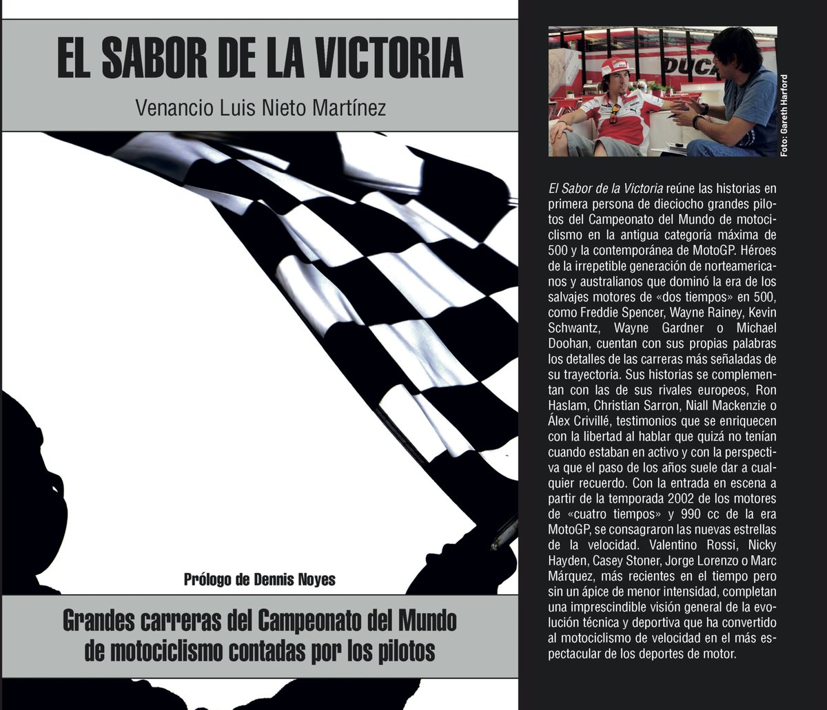Venancio_Luis's tweet photo. Acabo de publicar mi nuevo libro, «El Sabor de la Victoria», y sólo puedo decir que rezuma amor por las carreras. Prólogo @DennisNoyes, edición @JPdelaTorre1965, fotos @GoldandGoose y epílogo @jordi_alberola. Gracias a todos ellos.  (https://t.co/tcuLCk1aHs). 
#MotoGP https://t.co/zcwfWfpIFL