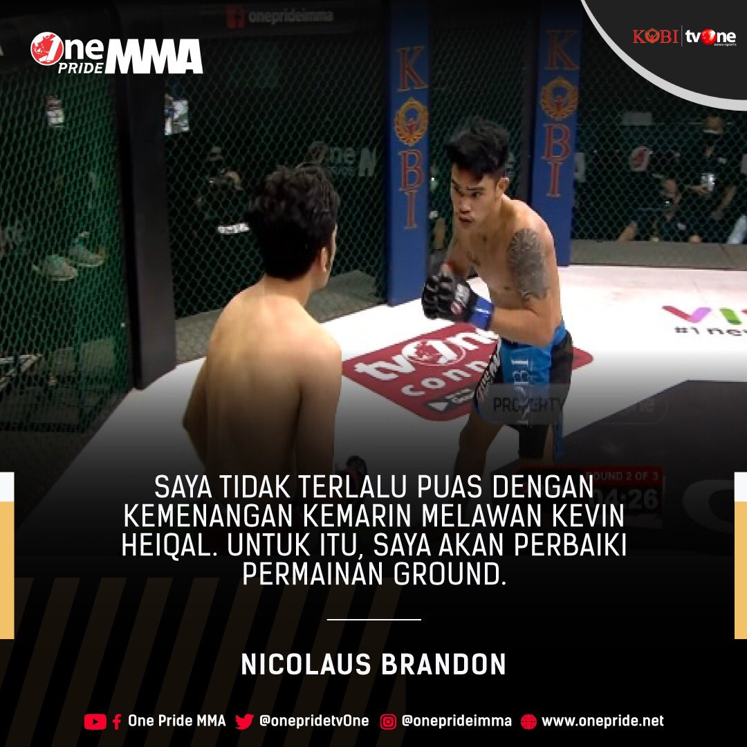 onepride_mma's tweet photo. Walaupun menang, Nicolaus Brandon mengakui bahwa memiliki kelemahan di ground fight dan akan memperbaiki permainannya. #OnePrideMMA #QuotesFighter https://t.co/YBaTxD3DA3