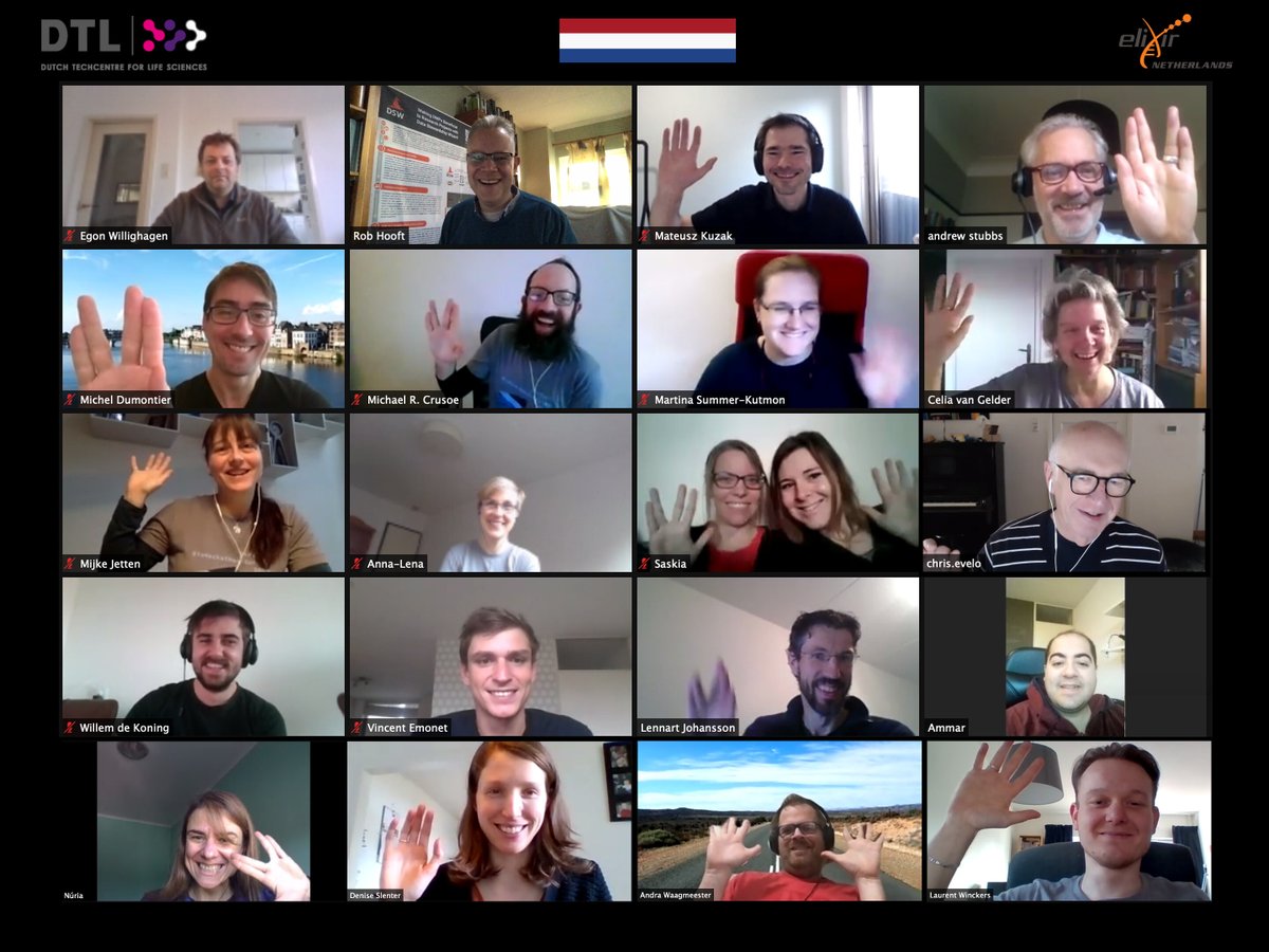 21 <a href="/ELIXIRNL/">ELIXIR-NL</a> participants actively contributed to the <a href="/ELIXIREurope/">ELIXIR Europe</a> BioHackathon #BioHackEU20 which took place online on 9-13 November 2020. Check out the highlights of the Dutch participation in the different Biohackathon projects here: bit.ly/3p3dWZV