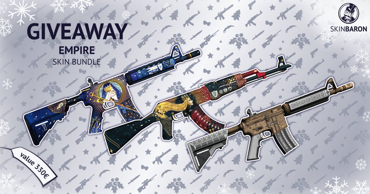 SkinBaronPL's tweet image. Dziś mamy dla Was królewskie prezenty! 👸🤴
👑 AK-47 | The Empress (FN)
👑 M4A4 | The Emperor (FN)
👑 M4A4 | Royal Paladin (FN)

Co musisz zrobić:
1. Obserwuj nas! (@SkinBaronPL)
2. Polub!
3. Podaj dalej!