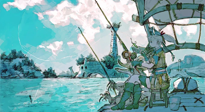 いままで描いたFF14の海と水辺の絵!海はイイッ! 