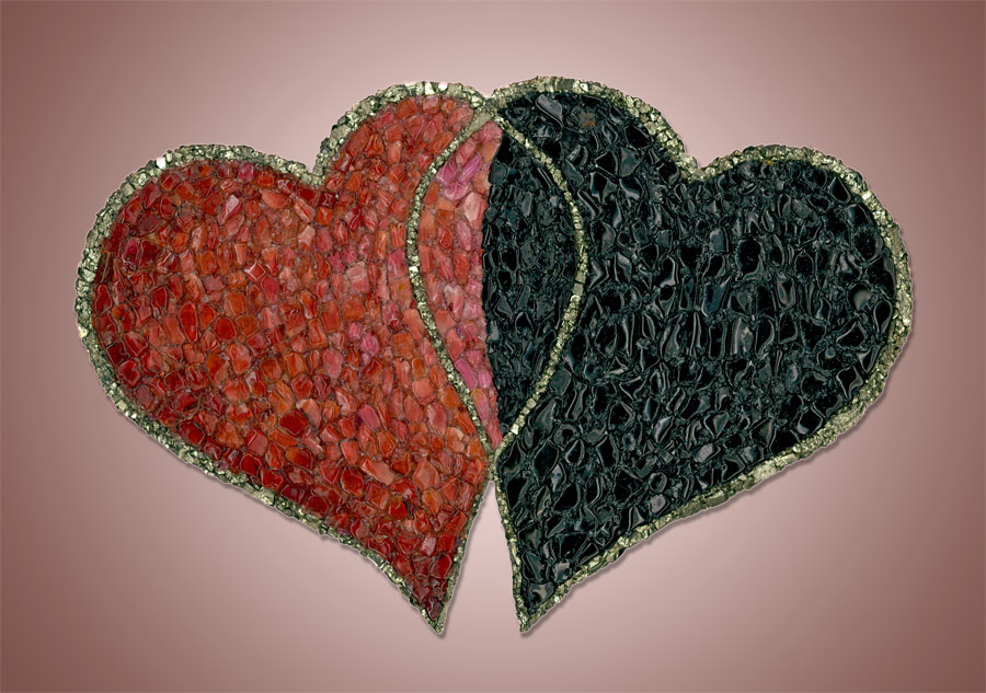 edelsteinkunst's tweet photo. Zwei Herzen - eine Liebe ❤🖤 - und ein wunderschönes Geschenk unter dem Weihnachtsbaum - mein Doppelherz besteht aus #Granat, #Turmalin und #Pyrit, Bildträger ist Holz 💎 #edelsteinkunst #edelsteinobjekt #edelsteinobjekte #edelsteinherz #Herzensangelegenheit #Weihnachtsgeschenk https://t.co/ByOvsZwExZ